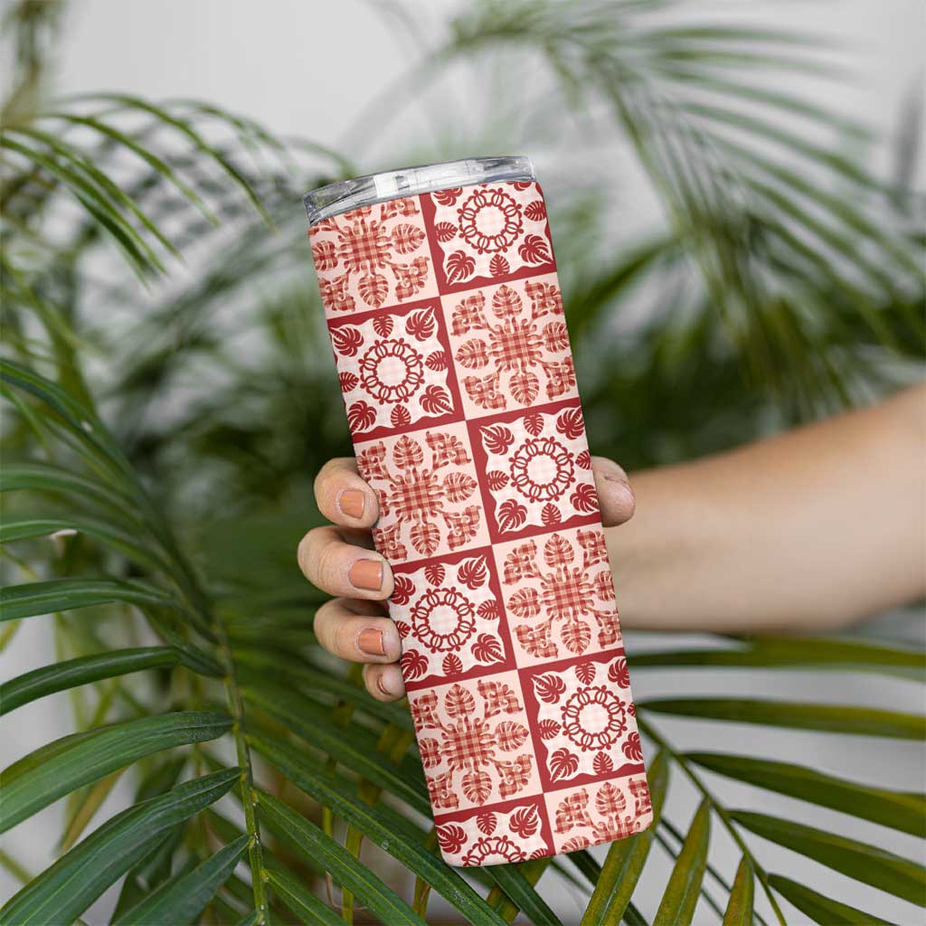 Ulaula Palaka Quilt Hawaii Skinny Tumbler Hawaiian Tropical Monstera Sea Turtle