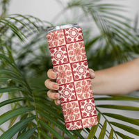 Ulaula Palaka Quilt Hawaii Skinny Tumbler Hawaiian Tropical Monstera Sea Turtle