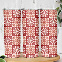 Ulaula Palaka Quilt Hawaii Skinny Tumbler Hawaiian Tropical Monstera Sea Turtle