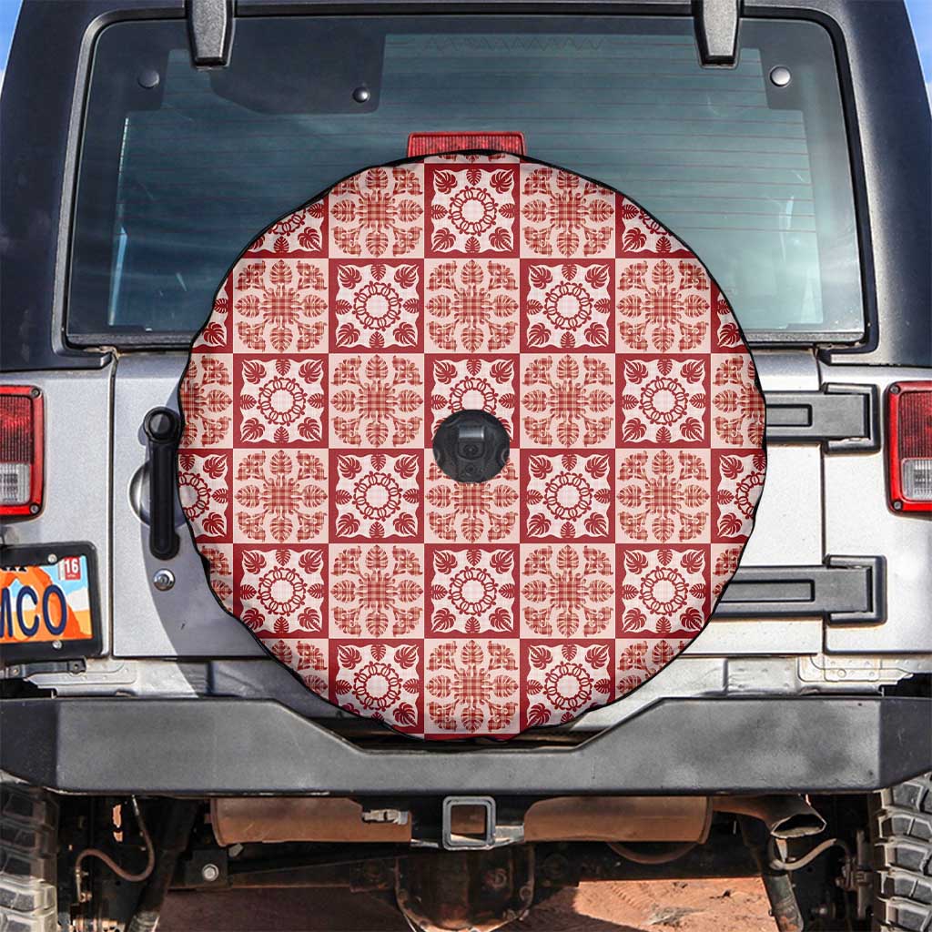 Ulaula Palaka Quilt Hawaii Spare Tire Cover Hawaiian Tropical Monstera Sea Turtle