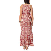Ulaula Palaka Quilt Hawaii Tank Maxi Dress Hawaiian Tropical Monstera Sea Turtle