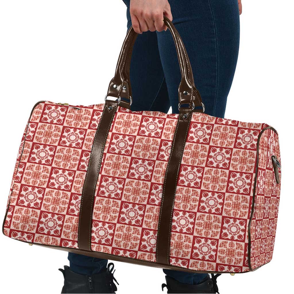 Ulaula Palaka Quilt Hawaii Travel Bag Hawaiian Tropical Monstera Sea Turtle