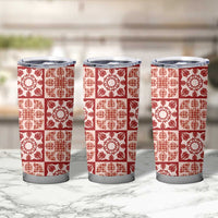 Ulaula Palaka Quilt Hawaii Tumbler Cup Hawaiian Tropical Monstera Sea Turtle