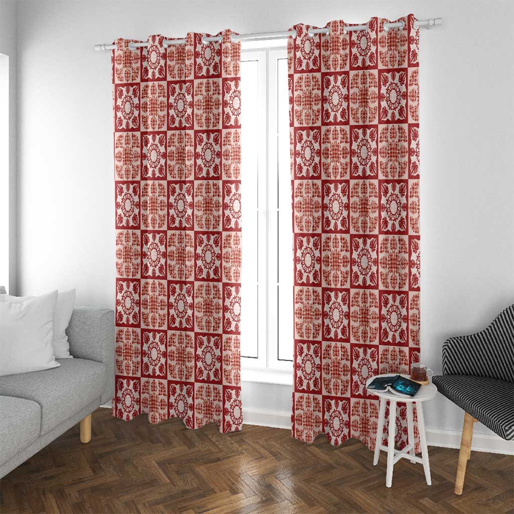 Ulaula Palaka Quilt Hawaii Window Curtain Hawaiian Tropical Monstera Sea Turtle