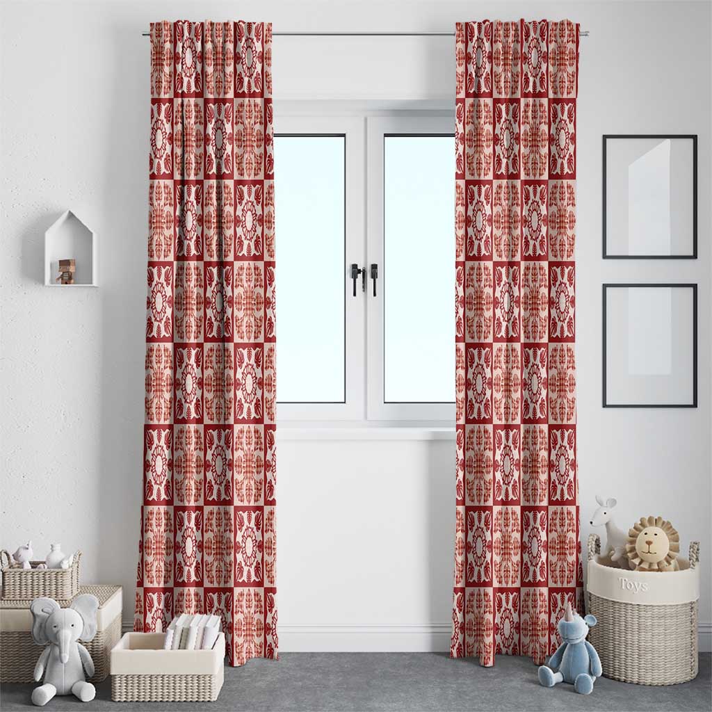 Ulaula Palaka Quilt Hawaii Window Curtain Hawaiian Tropical Monstera Sea Turtle