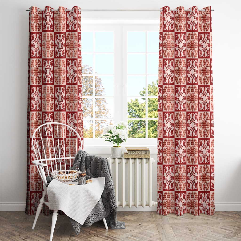Ulaula Palaka Quilt Hawaii Window Curtain Hawaiian Tropical Monstera Sea Turtle