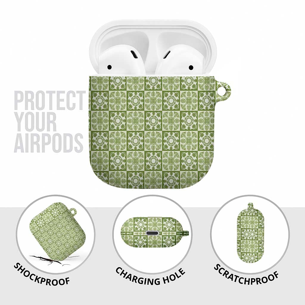 Omaomao Palaka Quilt Hawaii AirPods Case Hawaiian Tropical Monstera Sea Turtle