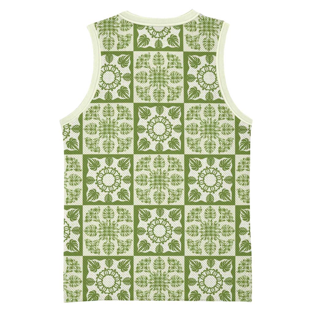 Omaomao Palaka Quilt Hawaii Basketball Jersey Hawaiian Tropical Monstera Sea Turtle