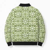 Omaomao Palaka Quilt Hawaii Bomber Puffer Jacket Hawaiian Tropical Monstera Sea Turtle