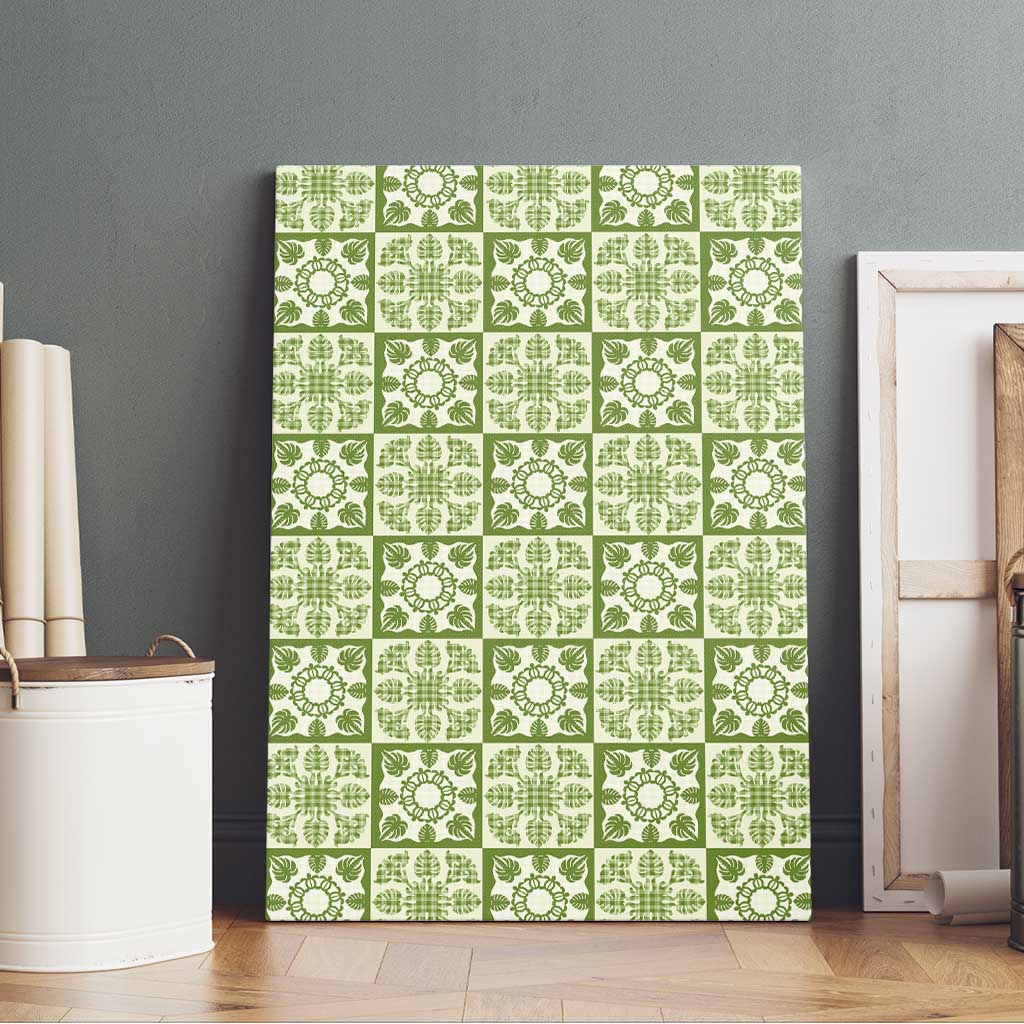 Omaomao Palaka Quilt Hawaii Canvas Wall Art Hawaiian Tropical Monstera Sea Turtle
