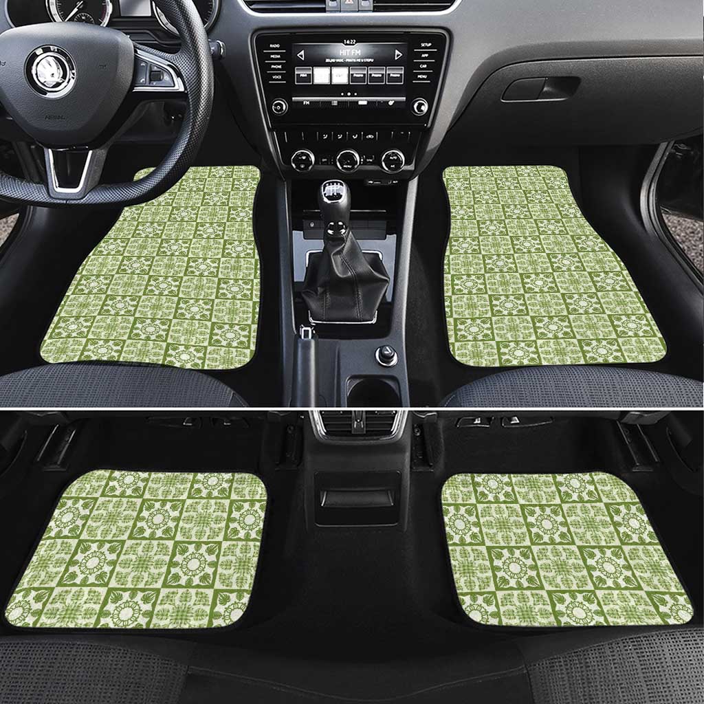 Omaomao Palaka Quilt Hawaii Car Mats Hawaiian Tropical Monstera Sea Turtle