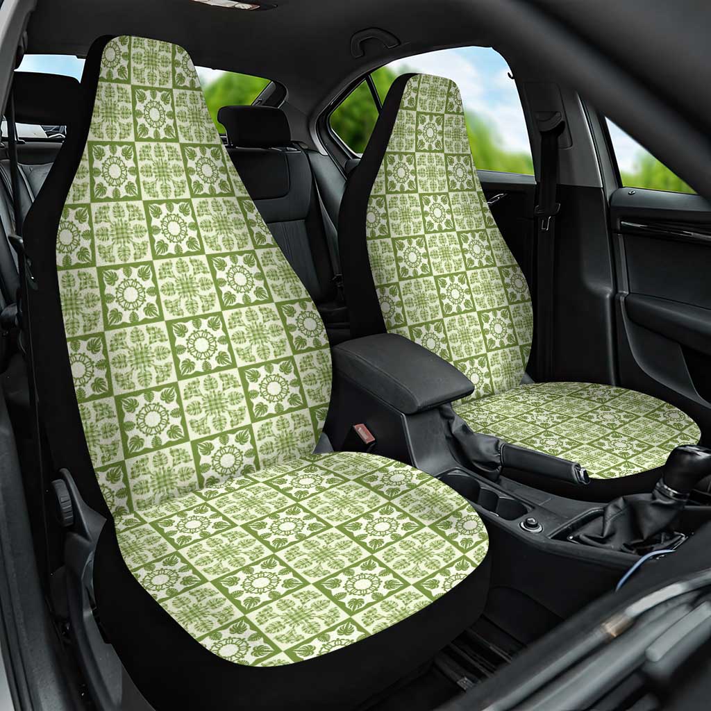 Omaomao Palaka Quilt Hawaii Car Seat Cover Hawaiian Tropical Monstera Sea Turtle