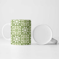 Omaomao Palaka Quilt Hawaii Ceramic Mug Hawaiian Tropical Monstera Sea Turtle