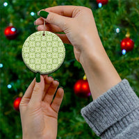 Omaomao Palaka Quilt Hawaii Ceramic Ornament Hawaiian Tropical Monstera Sea Turtle LT14 - Polynesian Pride