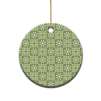 Omaomao Palaka Quilt Hawaii Ceramic Ornament Hawaiian Tropical Monstera Sea Turtle LT14 - Polynesian Pride