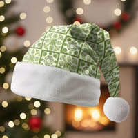 Omaomao Palaka Quilt Hawaii Christmas Santa Hat Hawaiian Tropical Monstera Sea Turtle LT14 Without Fur Green - Polynesian Pride