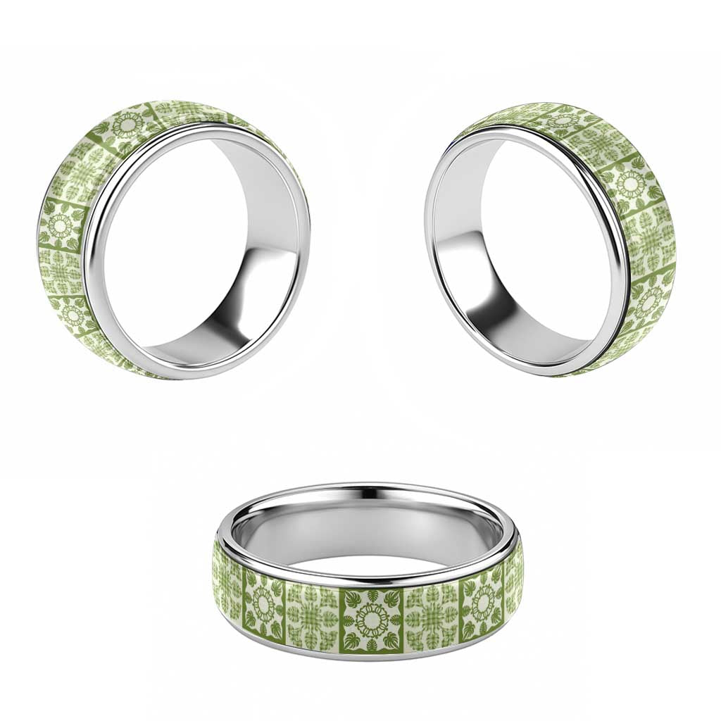 Omaomao Palaka Quilt Hawaii Classic Ring Hawaiian Tropical Monstera Sea Turtle