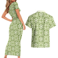 Omaomao Palaka Quilt Hawaii Couples Matching Short Sleeve Bodycon Dress and Hawaiian Shirt Hawaiian Tropical Monstera Sea Turtle LT14 - Polynesian Pride