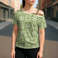 Omaomao Palaka Quilt Hawaii Cross Shoulder Shirt Hawaiian Tropical Monstera Sea Turtle