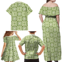 Omaomao Palaka Quilt Hawaii Family Matching Off Shoulder Maxi Dress and Hawaiian Shirt Hawaiian Tropical Monstera Sea Turtle LT14 - Polynesian Pride