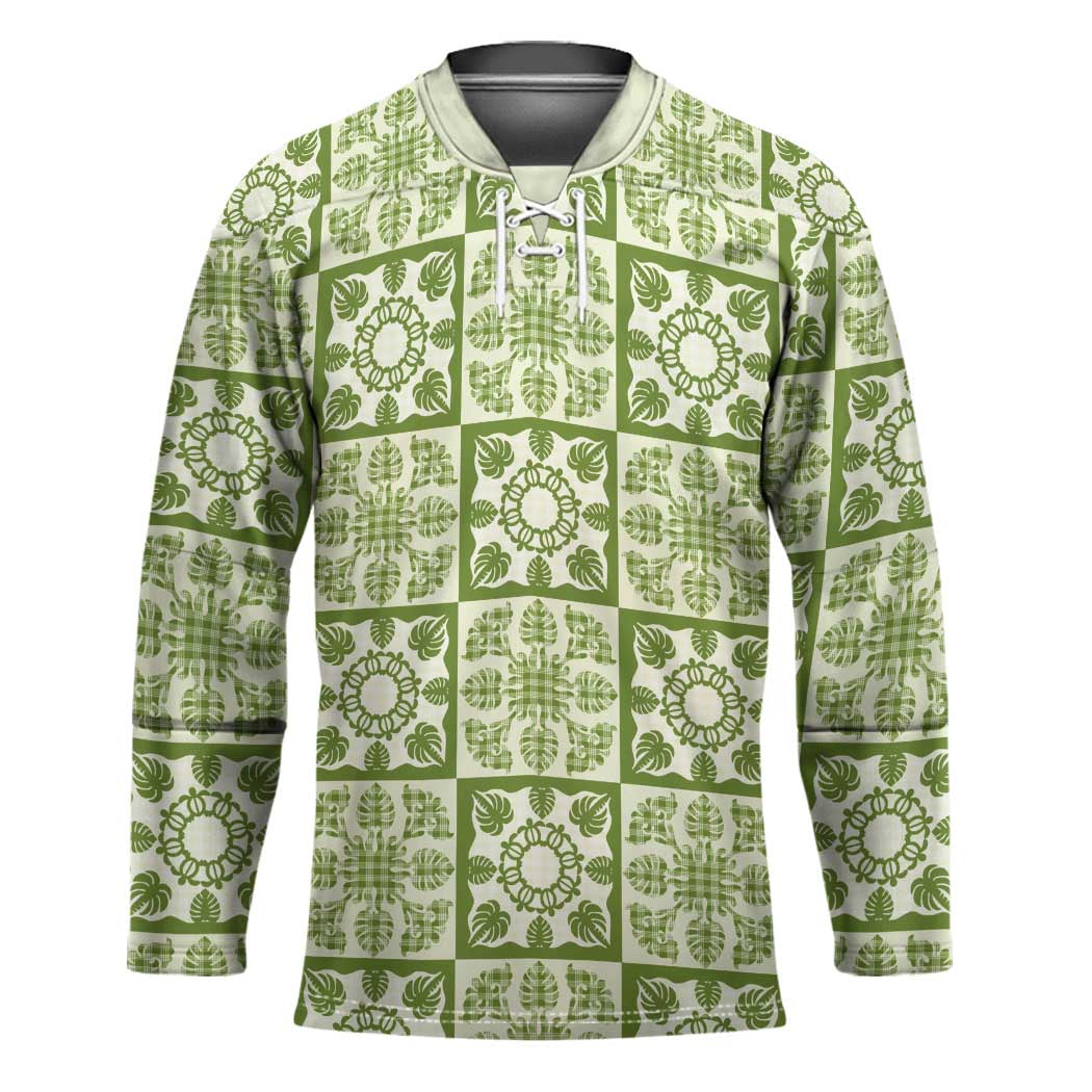 Omaomao Palaka Quilt Hawaii Hockey Jersey Hawaiian Tropical Monstera Sea Turtle