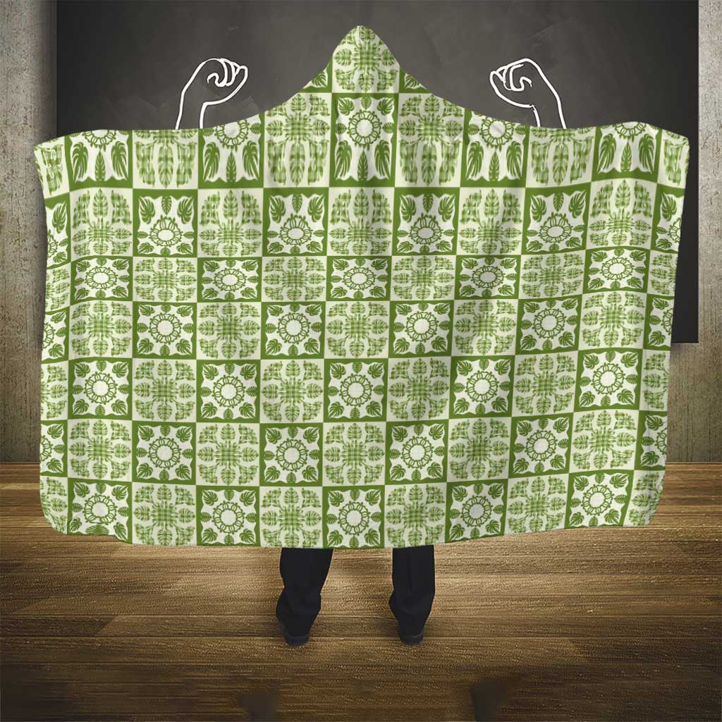 Omaomao Palaka Quilt Hawaii Hooded Blanket Hawaiian Tropical Monstera Sea Turtle