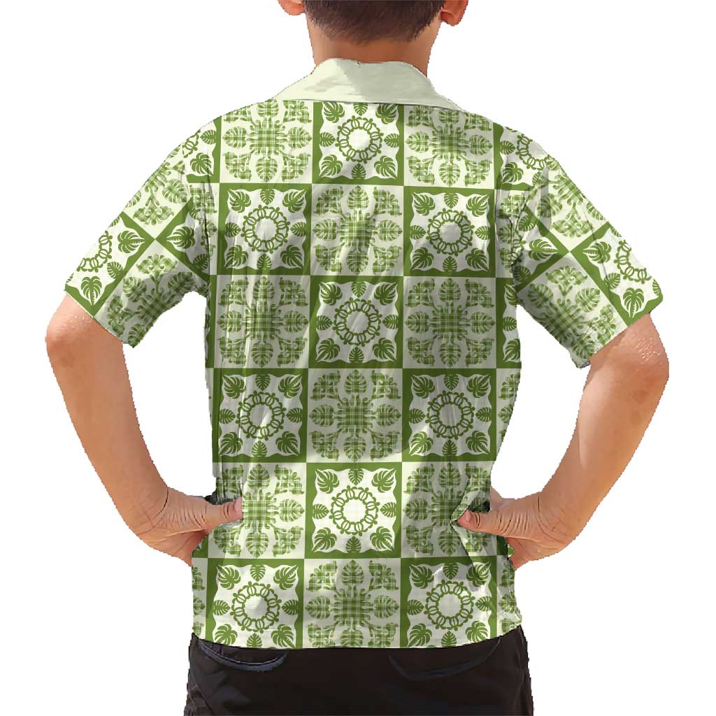 Omaomao Palaka Quilt Hawaii Kid Hawaiian Shirt Hawaiian Tropical Monstera Sea Turtle