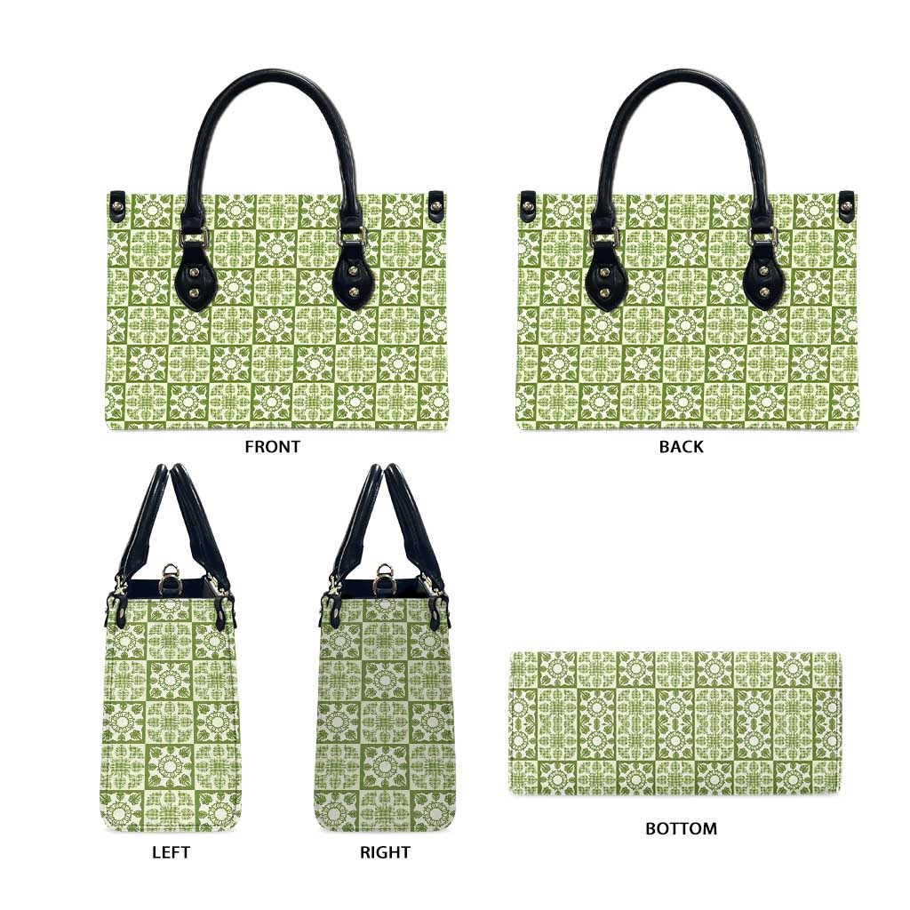 Omaomao Palaka Quilt Hawaii Leather Bag Hawaiian Tropical Monstera Sea Turtle