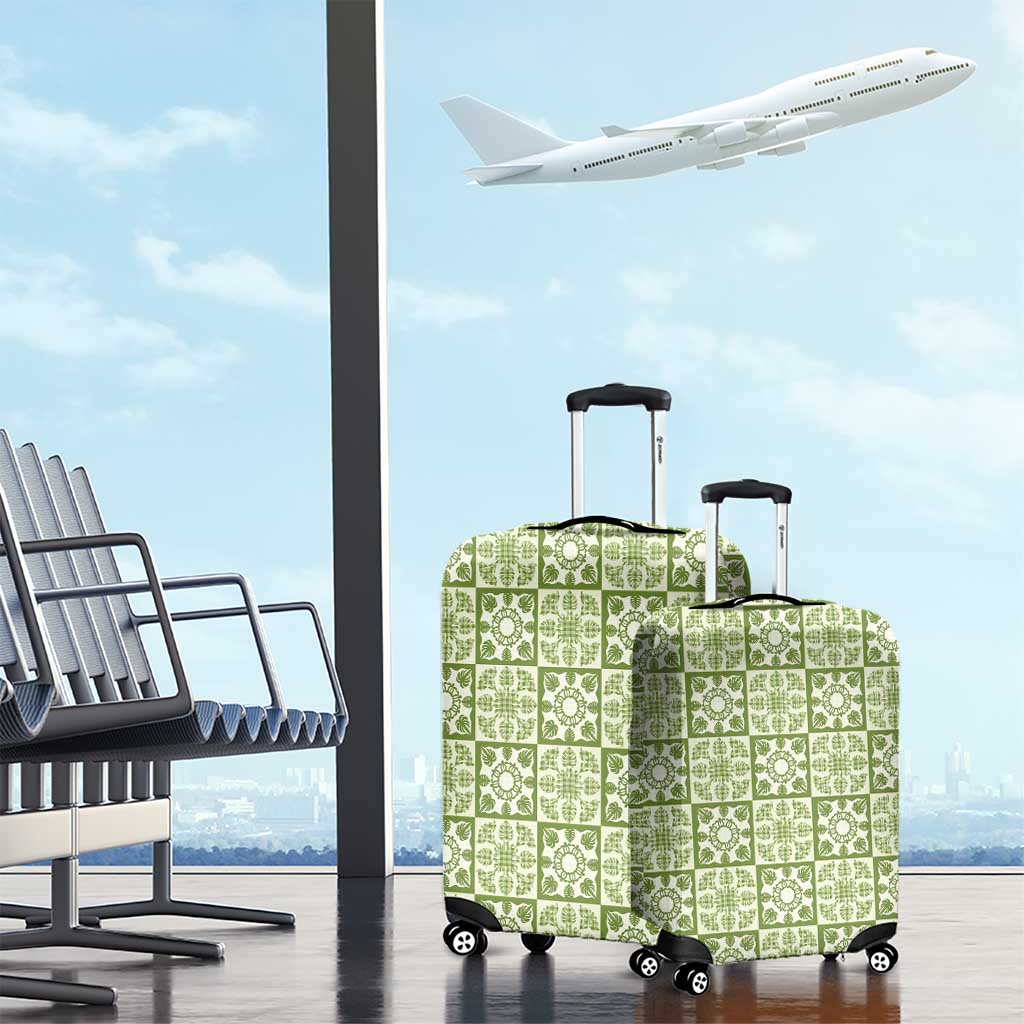 Omaomao Palaka Quilt Hawaii Luggage Cover Hawaiian Tropical Monstera Sea Turtle