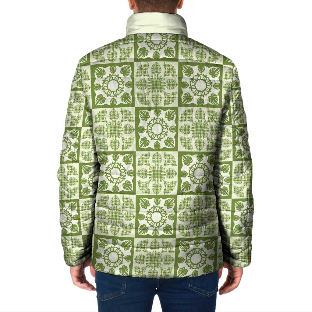 Omaomao Palaka Quilt Hawaii Padded Jacket Hawaiian Tropical Monstera Sea Turtle