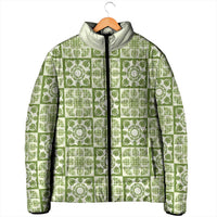 Omaomao Palaka Quilt Hawaii Padded Jacket Hawaiian Tropical Monstera Sea Turtle