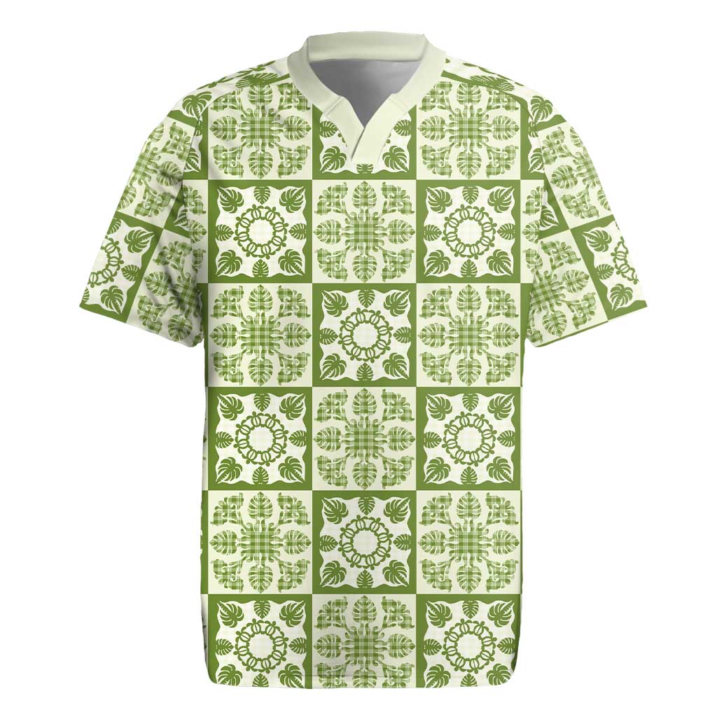 Omaomao Palaka Quilt Hawaii Rugby Jersey Hawaiian Tropical Monstera Sea Turtle