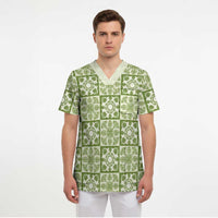Omaomao Palaka Quilt Hawaii Scrub Top Hawaiian Tropical Monstera Sea Turtle