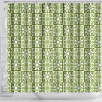 Omaomao Palaka Quilt Hawaii Shower Curtain Hawaiian Tropical Monstera Sea Turtle