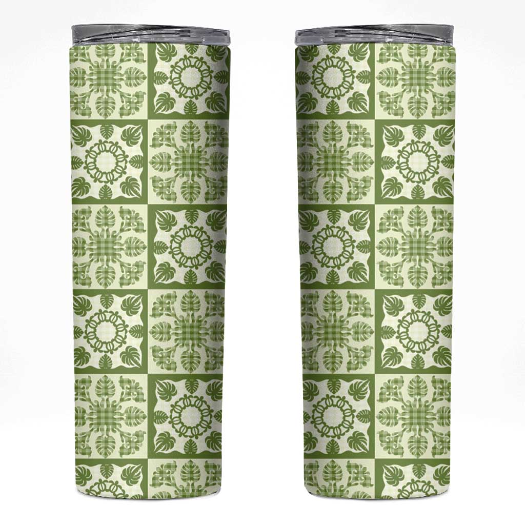 Omaomao Palaka Quilt Hawaii Skinny Tumbler Hawaiian Tropical Monstera Sea Turtle