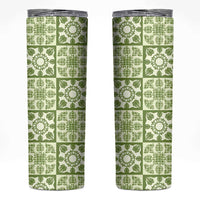 Omaomao Palaka Quilt Hawaii Skinny Tumbler Hawaiian Tropical Monstera Sea Turtle LT14 Green - Polynesian Pride