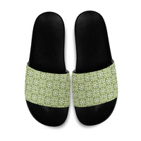 Omaomao Palaka Quilt Hawaii Slide Sandals Hawaiian Tropical Monstera Sea Turtle