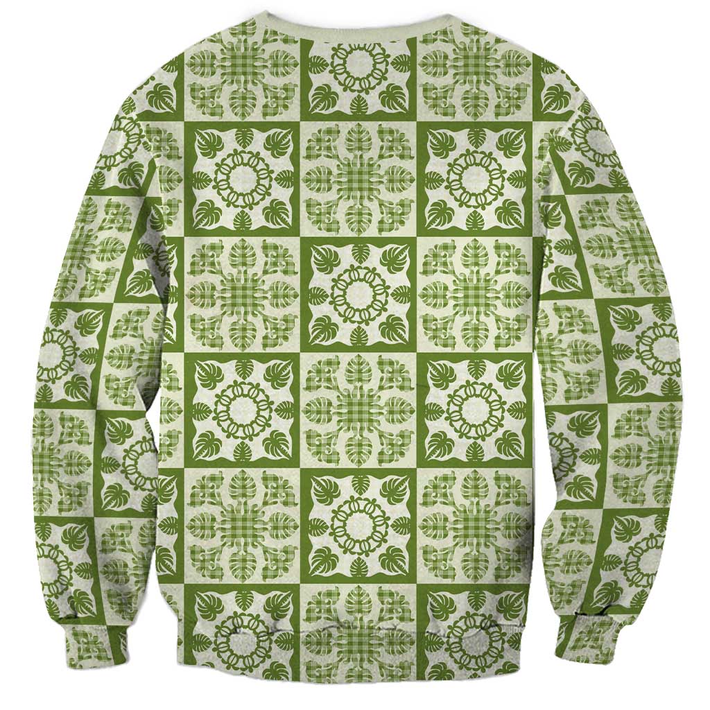 Omaomao Palaka Quilt Hawaii Sweatshirt Hawaiian Tropical Monstera Sea Turtle