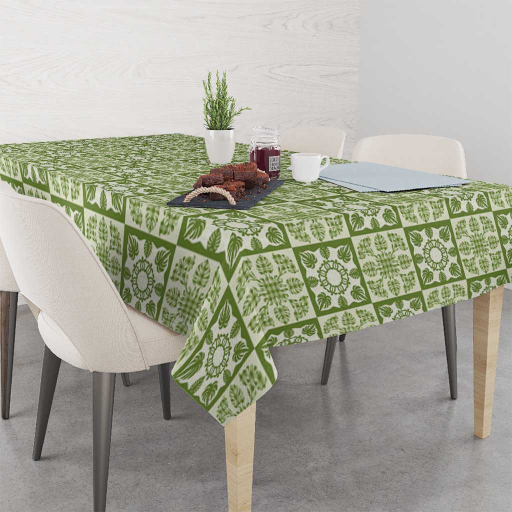 Omaomao Palaka Quilt Hawaii Tablecloth Hawaiian Tropical Monstera Sea Turtle