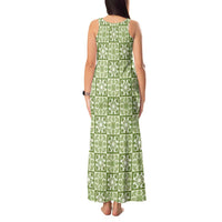Omaomao Palaka Quilt Hawaii Tank Maxi Dress Hawaiian Tropical Monstera Sea Turtle