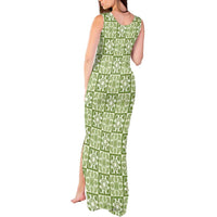 Omaomao Palaka Quilt Hawaii Tank Maxi Dress Hawaiian Tropical Monstera Sea Turtle