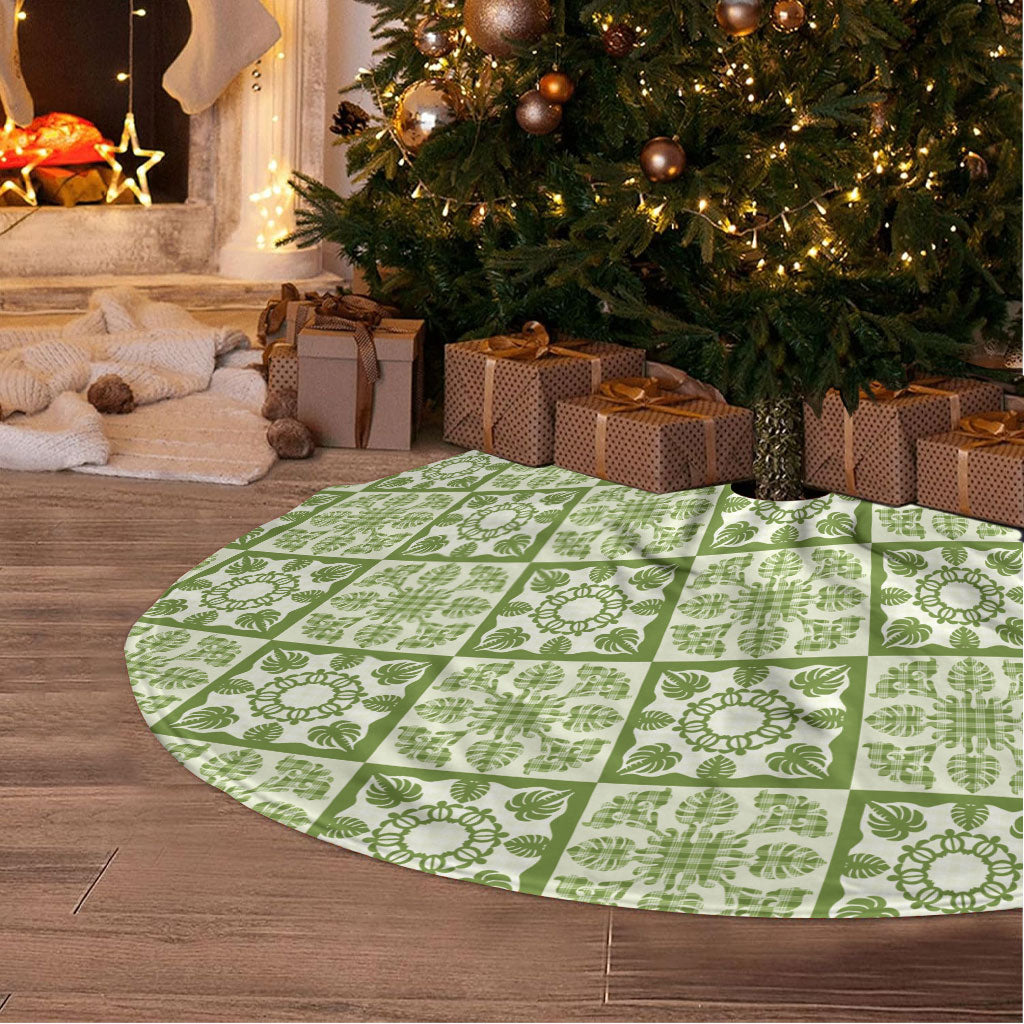 Omaomao Palaka Quilt Hawaii Tree Skirt Hawaiian Tropical Monstera Sea Turtle LT14 - Polynesian Pride