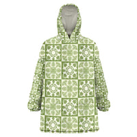 Omaomao Palaka Quilt Hawaii Wearable Blanket Hoodie Hawaiian Tropical Monstera Sea Turtle