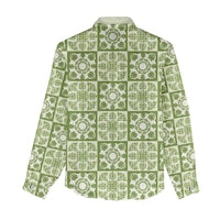 Omaomao Palaka Quilt Hawaii Women Casual Shirt Hawaiian Tropical Monstera Sea Turtle