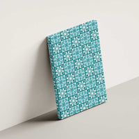 Cyan Palaka Quilt Hawaii Canvas Wall Art Hawaiian Tropical Monstera Sea Turtle