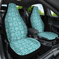 Cyan Palaka Quilt Hawaii Car Seat Cover Hawaiian Tropical Monstera Sea Turtle