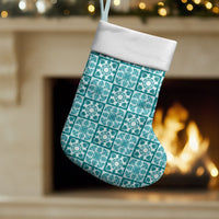 Cyan Palaka Quilt Hawaii Christmas Stocking Hawaiian Tropical Monstera Sea Turtle LT14 Set of 2 Cyan - Polynesian Pride