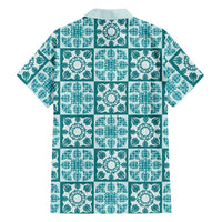 Cyan Palaka Quilt Hawaii Family Matching Puletasi and Hawaiian Shirt Hawaiian Tropical Monstera Sea Turtle LT14 - Polynesian Pride