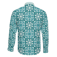Cyan Palaka Quilt Hawaii Family Matching Tank Maxi Dress and Hawaiian Shirt Hawaiian Tropical Monstera Sea Turtle LT14 - Polynesian Pride