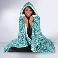 Cyan Palaka Quilt Hawaii Hooded Blanket Hawaiian Tropical Monstera Sea Turtle